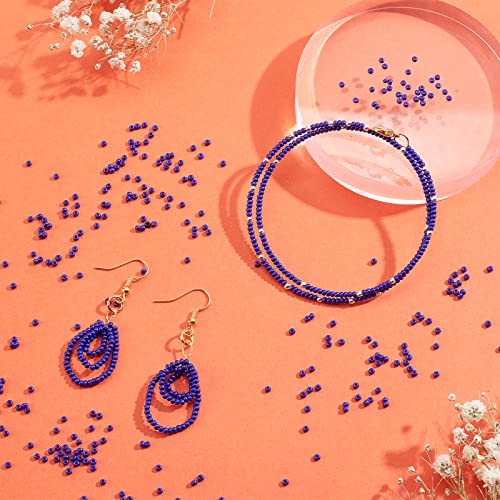 PH PandaHall 6000 Pcs 11/0 Glass Seed Beads, 2mm Seed Beads Round Waist Bead Mini Spacer Bead for Earring Choker Bracelet Neckalce Waist Chain Jewelry DIY Crafts Making, Royal Blue - color: Blue-6000 Pcs