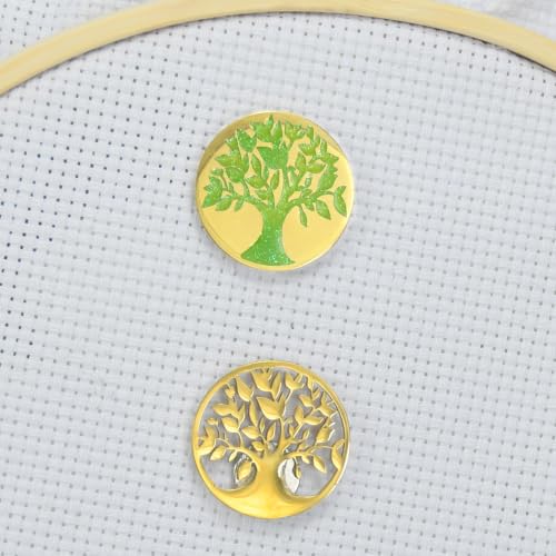 SUNOREEK Tree of Life Magnetic Needle Minder for Cross Stitch, Needle Holder for Embroidery Sewing Needlepoint Accessories, Silver and Gold, Stainless Steel, 2 Pack with Storage Case (Tree Gold) - color: tree gold