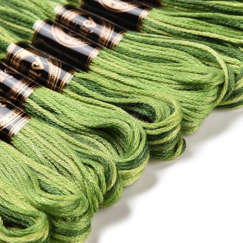 FASHEWELRY 10 Skeins Embroidery Floss Friendship Bracelet String Threads 6-Ply 0.5mm Green Cross Stitch Embroidery Thread for Sewing Bracelet Making Stitching Crafts - color: Green, size: 0.5mm
