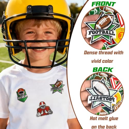 Football Iron on Patches Embroidered Sport Appliques Patches Sew on for Clothing, Hats, Backpacks, Jackets, and Bags 36Pcs - color: Football Patches 36Pcs