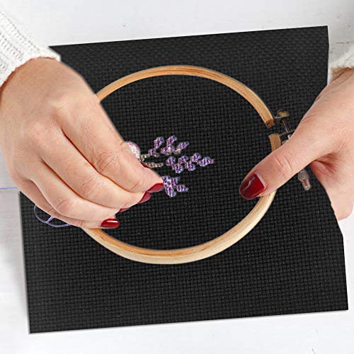 6 Pieces Classic Reserve Aida Cloth Cross Stitch Cloth, DaKuan 11 Count Cross Stitch Fabric, Black, 12 by 18-Inch - color: Black