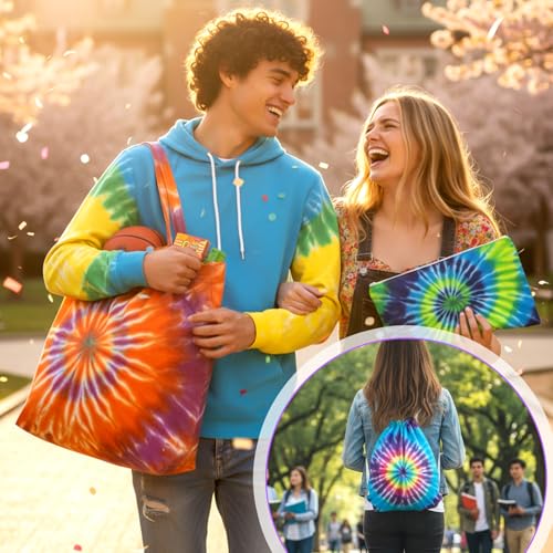12 Pack White Cotton Bags for Tie Dye, 3-Style DIY Craft Kit with Drawstring Backpacks, Tote & Makeup Pouches