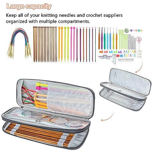 MYBAGZING Knitting Needle Case 14" Organizer for Straight &Circular Needles - color: Grey, size: Fits up to 14 inches