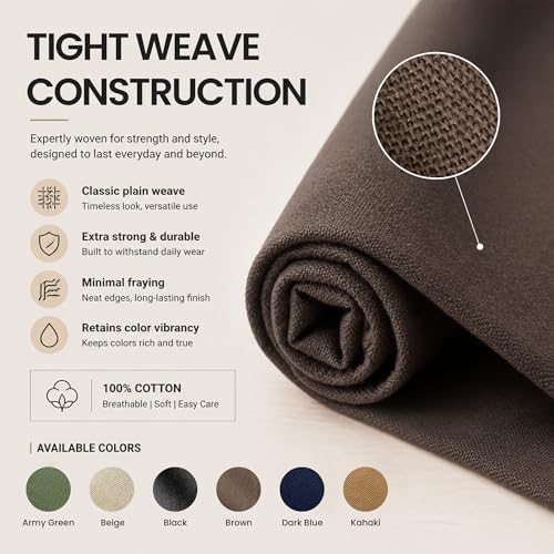 Wildarms 100% Cotton Canvas Fabric by The Yard - 59" Wide 12oz Medium-Heavy Duck Canvas for Sewing DIY, Tote Bags, Upholstery & Embroidery (Brown, 5 Yard pre Cut) - color: Brown, size: 5 yard pre cut