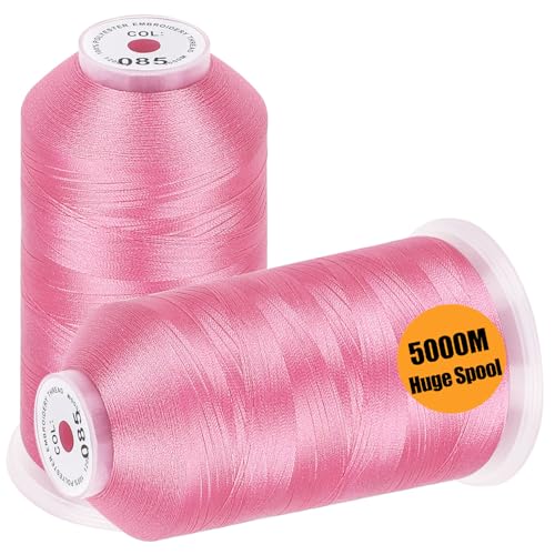 New brothread 2 Huge Spools Embroidery Machine Thread -Pink - color: Pink-085
