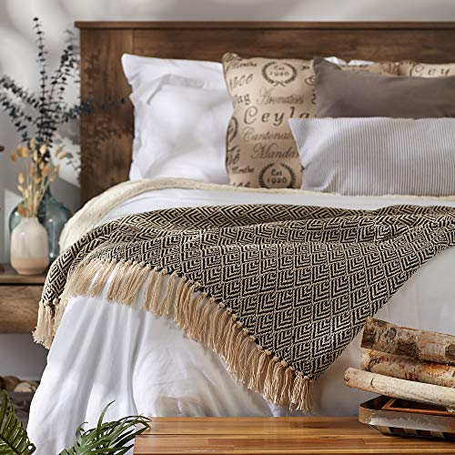 DII Diamond Throw Collection Cotton Woven, 50x60, Black - color: Black