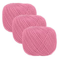 MECCANIXITY Crochet Thread Pearl Cotton Size 3 Pure Pink 3 Rolls 164 Yards for Crocheting Tatting Knitting Embroidery Sewing - color: Pure Pink