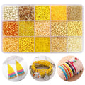 15 Color Glass Seed Tube Bugle Beads Bracelet Jewelry Making Kit,Yellow - color: yellow