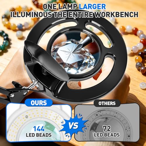 KIRKAS Magnifying Glass with Light, 2,200 Lumens Magnifying Lamp 12X - color: Black