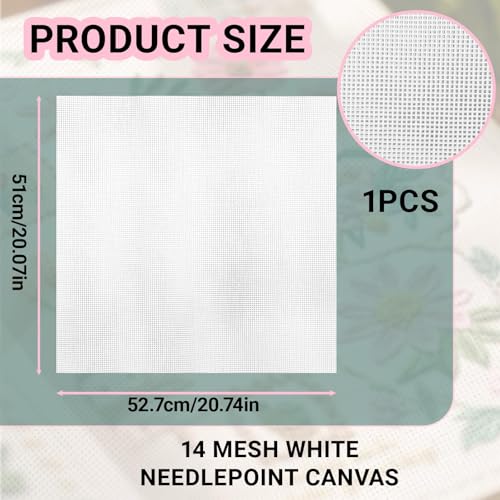 14 Mesh White Needlepoint Canvas - 20" x 20.5" Premium