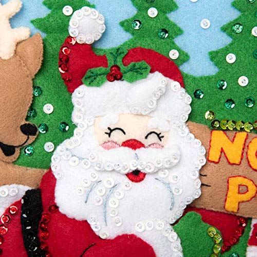 Bucilla 89228E Felt Applique Christmas Stocking Kit, 18", North Pole Santa - style: Stocking
