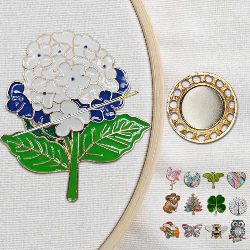 Magnetic Needle Minder Magnet Embroidery Accessories and Supplies Embroidery Needle Holder Cross Stitch Holder Needlework Supplies (White Hydrangea) - size: white hydrangea