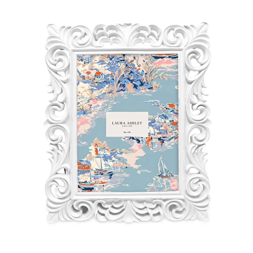 Laura Ashley 5x7 White Vintage Inspired Resin Scroll Design Picture Frame - color: White, size: 5x7