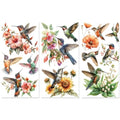 Peacoblue Hummingbird, Flower Rub On Transfers for Furniture Craft 6"x12" - style: Hummingbird and Flower