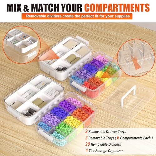 CraftGenes Craft Storage Organizer, 4-Tier Box with 20 Dividers