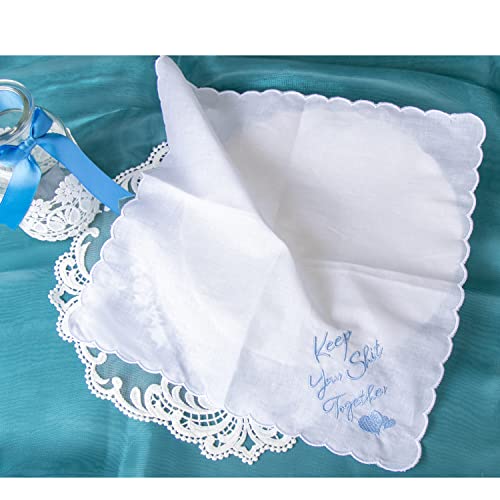 MileyMarla Ladies Embroidery Cotton White Handkerchiefs Lace Wedding Hankies - color: J03-3pcs Keep Up