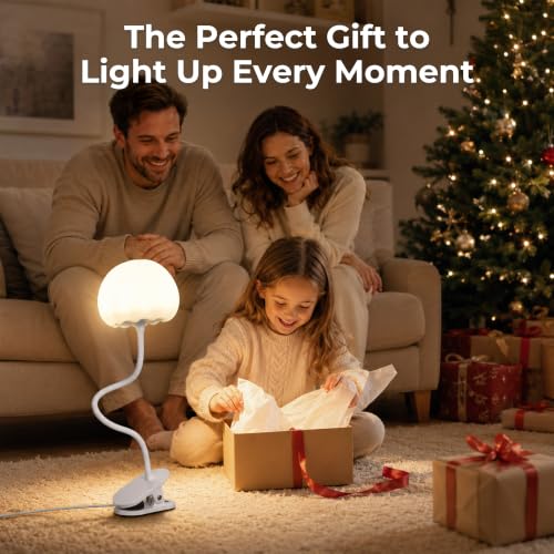 ShineTech Clip-On Reading Light for Bed, 10 RGB Colors Book Light for Dorm