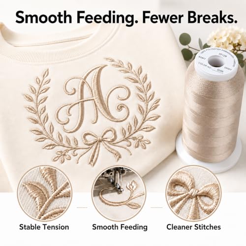 Simthread 5000M 40WT Polyester Embroidery Thread, Champagne S006 - color: ChampagneS006