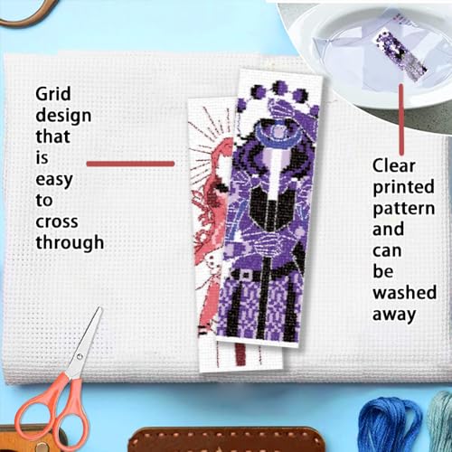 FREEBLOSS 6 Set Cross Stitch Bookmark Kits Sword & Rose Pattern Stamped Cross Stitch Kit 11CT Embroidery Kit with Instructions for Adults Beginners 20x6cm/8x2.4inch - style: Knight&Sword&Rose
