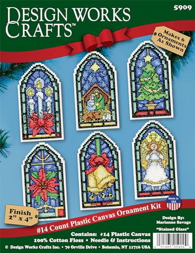 Design Works Crafts Stained Glass Counted Cross Stitch Ornament Kit - Set of 6