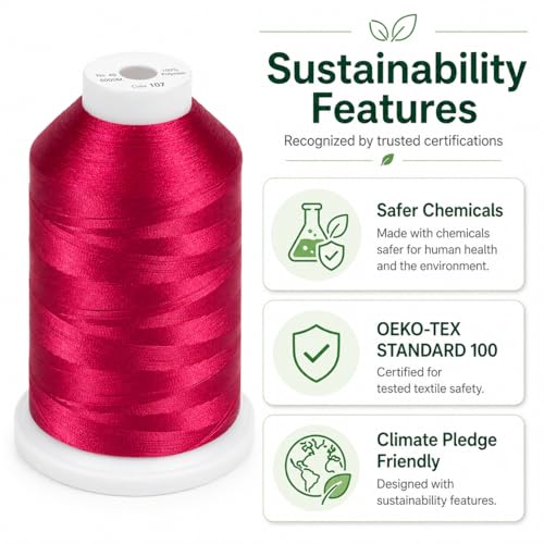 Simthread 5500Yds/5000M 40WT Polyester Embroidery Thread Dark Fuchsia 107 - color: Dark Fuchsia-107