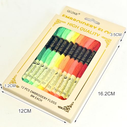 Premium Rainbow Color Embroidery Floss - Cross Stitch Threads - Friendship Bracelets Floss - Crafts Floss - 12 Skeins Per Pack Embroidery Floss,Red-Green Gradient - color: Red-Green Gradient