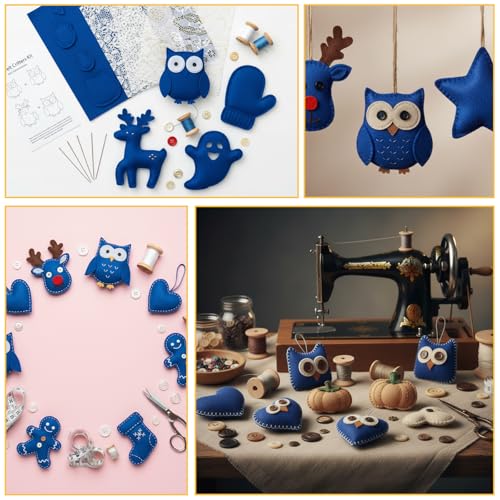 60PCS Felt Sheets Fabric, 4" X 4" Soft Felt Fabric for Crafts, Royal Blue - color: Royal Blue