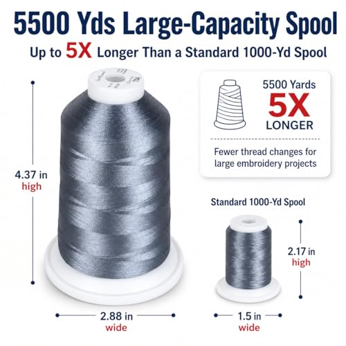 Simthread 5500Yds/5000M 40WT Polyester Embroidery Thread Pewter 704 - color: Pewter-704