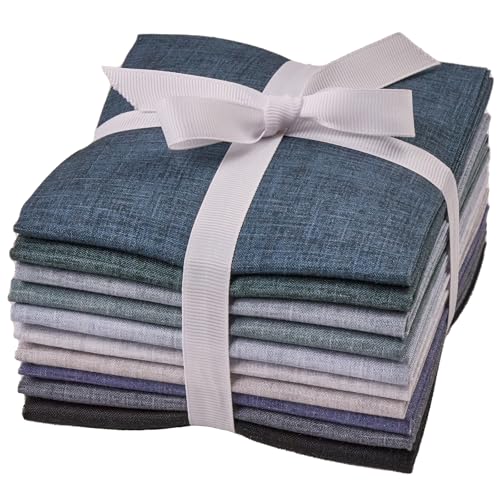 Craftido - 11 Options Solids with Tweed Tonals - Assorted Color Cotton Quilting Fabric Bundles 10pcs Fat Quarters 18"x21" - Medium Weight 5.2oz - for Quilting, Sewing and Crafts - Monochrome - color: Monochrome