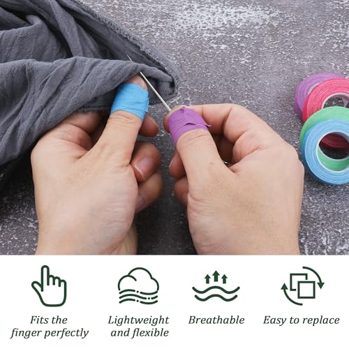 Eiodoni 4 Rolls Thimble Tape for Hand Sewing, Self Adhesive