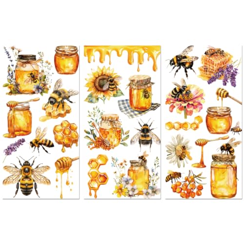 Peacoblue Bees and Honey Rub On Transfers for Furniture Craft 6"x12" - style: Bees and Honey