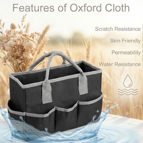 Kegeeei 2 Pack Art Organizer Craft Storage Tote Bag, Oxford Fabric Carrying Caddy with Multiple Pockets for Office, Studio, Travel & Home, Black