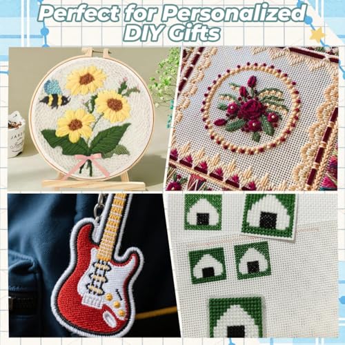 2 Pack Needlepoint Blank Canvas Polyester Cotton Mesh Canvas Sheets 14 CT White for Needlepoint and Embroidery Projects Equipped