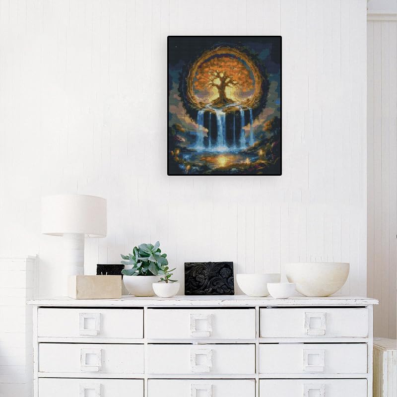 Tree of Life Needlepoint Stamped Cross Stitch Kits for Beginners Adults - color: J171-01