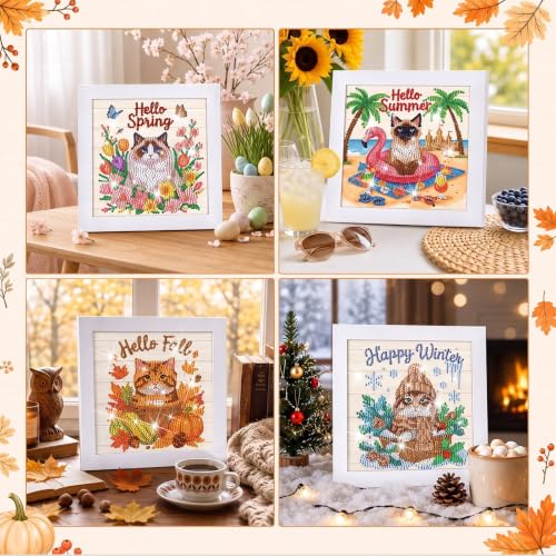 Trandraft 13 Pcs Cat Holiday Small Diamond Art Kits for Adults Craft - style: Cat Style