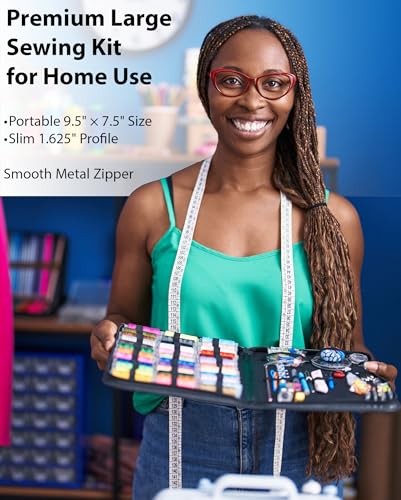 Vellostar Large Sewing Kit for Adults, 150-Piece Set, 36 Colors, 30 Needles - color: Large Black