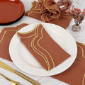 NATURALCRAFT Scalloped Cloth Napkins 18x18 in - Rust Edges Gold - color: Rust Napkin With Gold Edges, size: 18" x 18" (Set of 4)