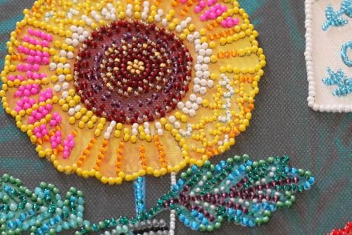 Wizardi Bead Embroidery Kit - Thinking of You. Colorful Beads, Beading Needles. DIY Kit. Embroidery for Beginners. Home Decor. AB-816 Abris Art - color: Thinking of you