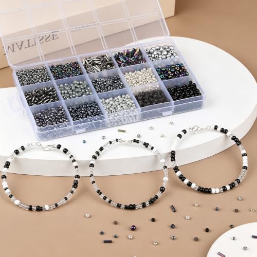 Black Seed Beads for Jewelry Making Glass Bugle Beads for DIY Craft - color: Black