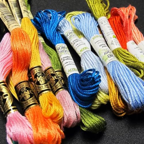 12 Skeins 105 Yards Variegated Rainbow Embroidery Floss for Craft - color: Bright Color