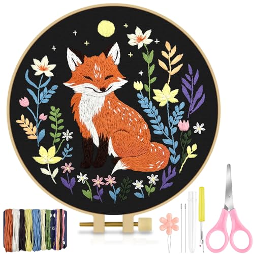 TINDTOP Embroidery Kit for Beginners Adult, Fox Embroidery Kit - color: Fox