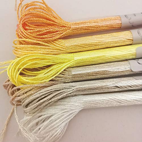 KCS 6-Strand Cross Stitch Metallic Variegated Pearl Shiny Embroidery Floss (6 skeins, Solid Color 7) - color: Solid color 7