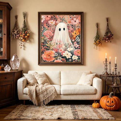 CSZPPQAF Floral Ghost Diamond Painting Kit for Adults,Halloween Diamond Art - color: KM1067-1