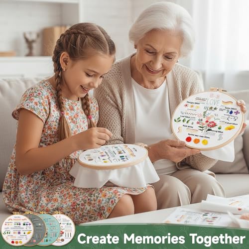 Bofoho 4 Pack Starter Embroidery Kit for Beginners with Simple Patterns - color: 4 Pack