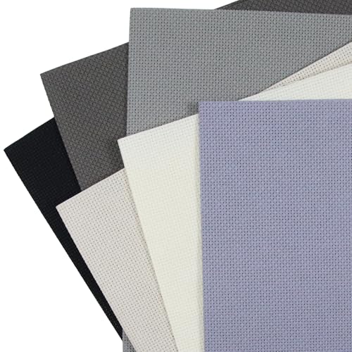 KCS 6 pc of 12" x 18" (30cmx45cm) 14 Count Cotton Aida Cloth Cross Stitch Fabric (14CT-I) - color: 14ct-i