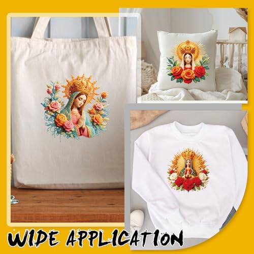 Dazoratix DTF Transfers Ready to Press - 20 Sheets Our Lady of Guadalupe Iron on Patches Watercolor Floral Virgen de Mary Heat Sticker Vinyl Decal for T Shirts Clothing Pillow Bag DIY Craft Decoration - style: Our Lady of Guadalupe