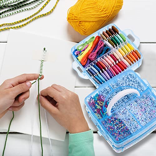 Peirich Jewelry Making Bead Kits, Includes 44 Embroidery Floss with 3-Tier Organizer Storage Box with Threads, Over 4900 Beads for Friendship Bracelets, Jewelry Making Christmas Birthday Gift (Blue) - color: Blue