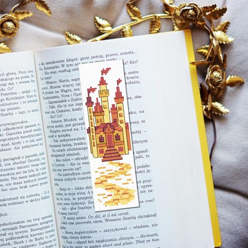 FREEBLOSS 6 Set Cross Stitch Bookmark Kit Cross Stitch Kit Castle Stamped Embroidery Bookmark with Instruction Cross Stitch Kits for Adults DIY Bookmark Kit 8.66''x3.15'' - style: Castle