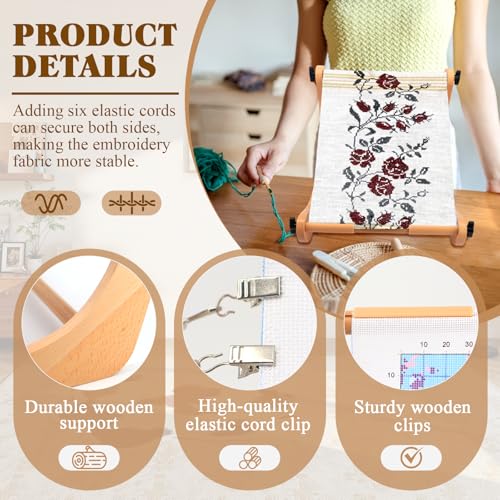 ZOCONE Multifunctional Beech Wood Embroidery Hoop Stand, Adjustable Embroidery Stand 360 Degrees Rotated Cross Stitch Stand, Embroidery Hoop Holder for Cross Stitch and Embroidery Project (C) - style: E