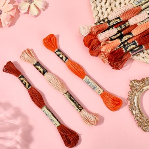 12 Skeins Orange Gradient Embroidery Thread Floss for Jewelry - color: Orange